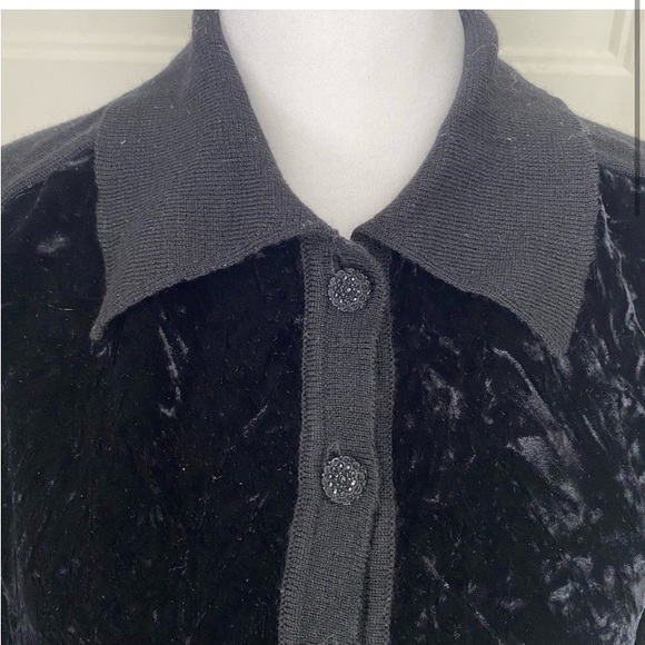 Vintage Robert Scott women's medium wool velvet button front collared cardigan - Picture 2 of 10